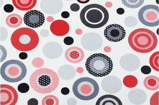 Дак (DUCK) Черные, серые, красные круги на белом
