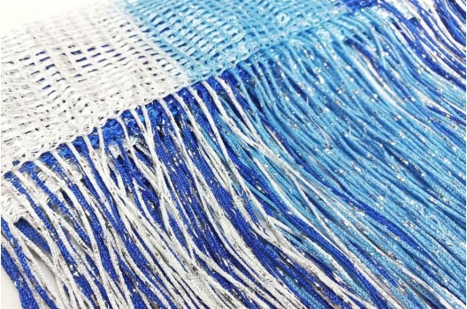 Нитяные шторы Кисея, сине-бело-голубой с люрексом
