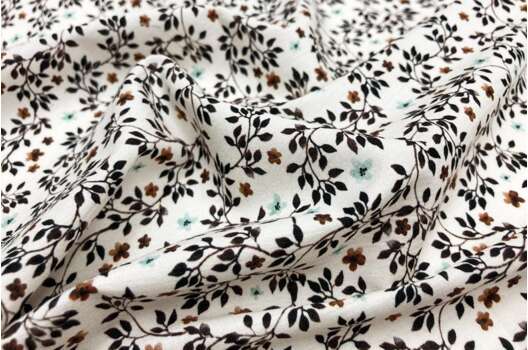 Рубашечный хлопок PEARL, коричневые веточки с цветочками